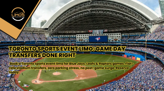 Book a Toronto sports event limo for Blue Jays, Leafs & Raptors games. Flat-rate stadium transfers, zero parking stress, no post-game surge. Reserve today.