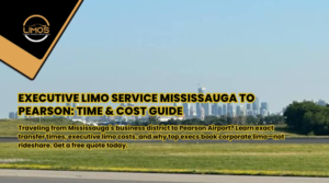 Traveling from Mississauga's business district to Pearson Airport? Learn exact transfer times, executive limo costs, and why top execs book corporate limo—not rideshare. Get a free quote today.