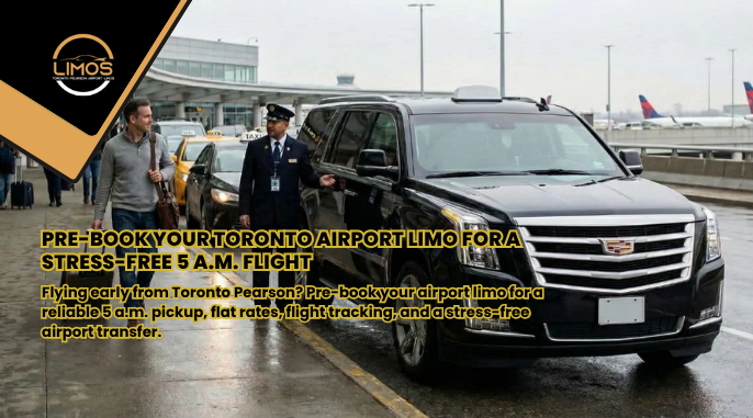 Flying early from Toronto Pearson? Pre-book your airport limo for a reliable 5 a.m. pickup, flat rates, flight tracking, and a stress-free airport transfer.