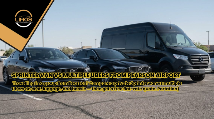Travelling in a group from Pearson? Compare a private Sprinter van vs multiple Ubers on cost, luggage, and hassle — then get a free flat-rate quote. Portation)